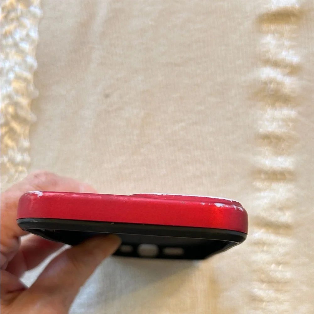 OtterBox Red and Black Phone Case; Fits I phone 15. Used, but still Useful!